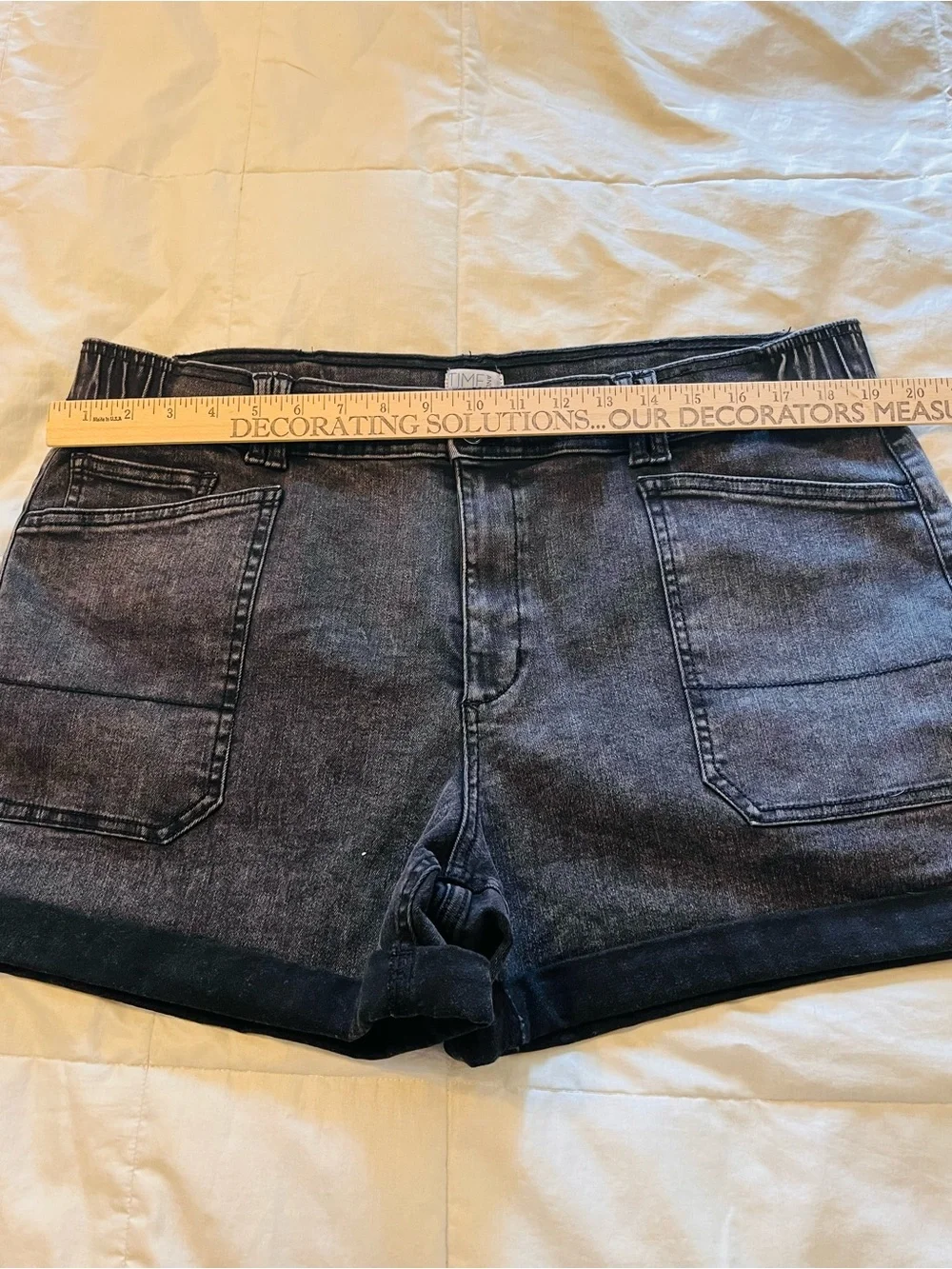 Time and Tru Washed Black High-Rise Denim Shorts